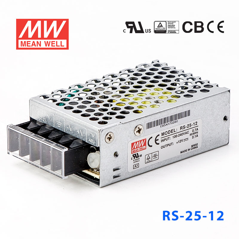RS-25-12 RS-25-12 25W 12V2.1A 单路输出明纬电源(G3系列-高性能内置有外壳)