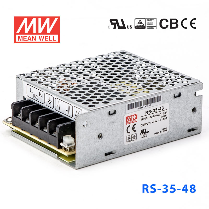 RS-35-48 RS-35-48 35W 48V0.8A 单路输出明纬开关电源(G3系列-高性能内置有外壳)