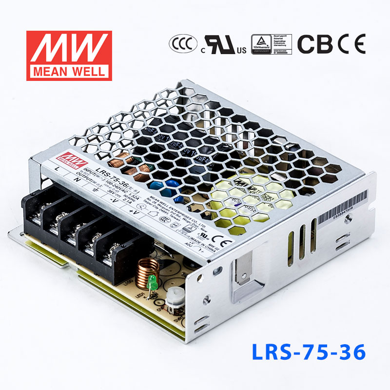 LRS-75-36 LRS-75-36 75.6W 36V2.1A单路输出超薄型低空载损耗明纬开关电源
