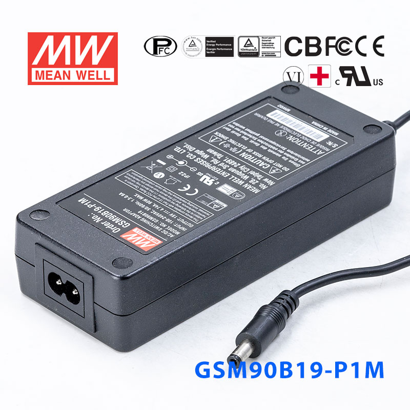 GSM90B19-P1M GSM90B19-P1M 90W 19V4.74A输出明纬高能效医疗型外置桌面型电源适配器