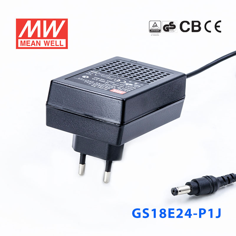 GS18E24-P1J GS18E24-P1J 18W 24V0.75A输出绿色能源明纬墙插电源适配器(欧式插头)