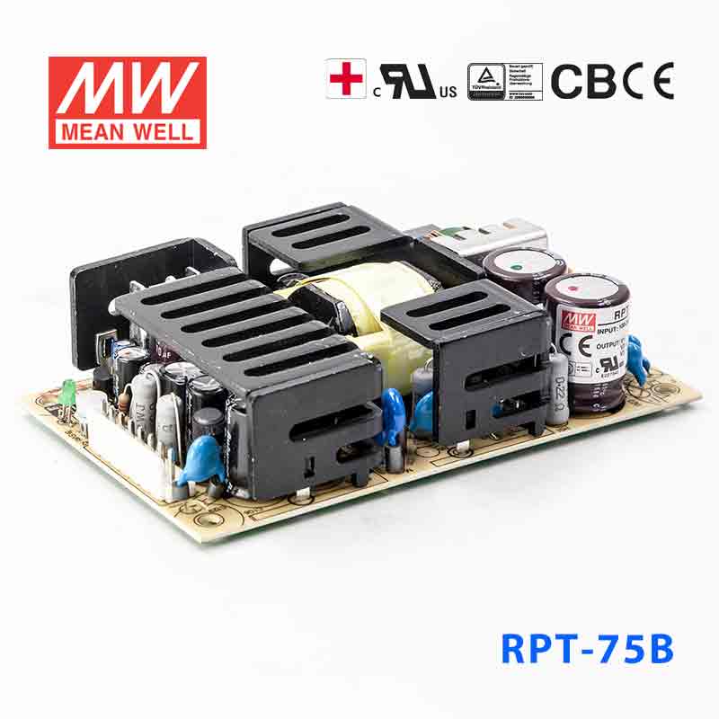 RPT-75B RPT-75B 75W +5V 8A +12V 4A -12V 1A 三 路输出绿色明纬医用无外壳电源
