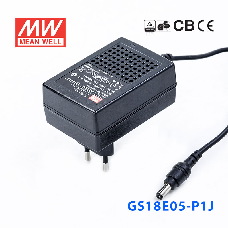 GS18E05-P1J GS18E05-P1J 18W 5V3A 输出绿色能源明纬墙插电源适配器(欧式插头)