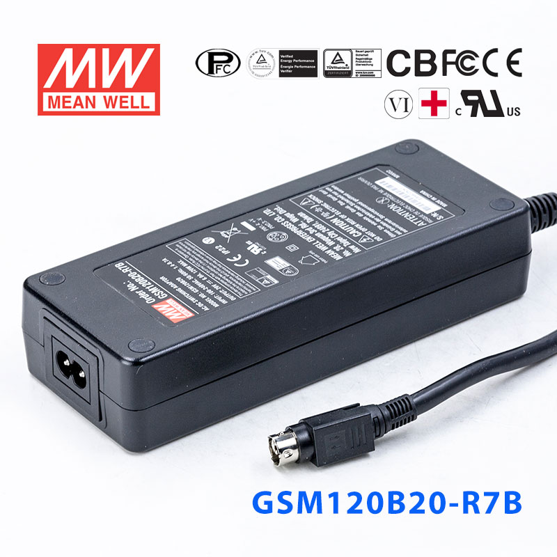GSM120B20-R7B GSM120B20-R7B 120W 20V6A输出明纬高能效医疗型外置桌面型电源适配器