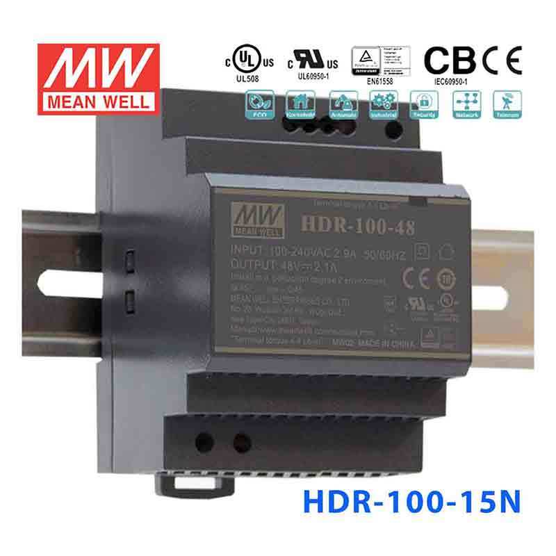 HDR-100-15N HDR-100-15N 97.5W 15V 6.5A 单路输出明纬超薄型导轨安装电源