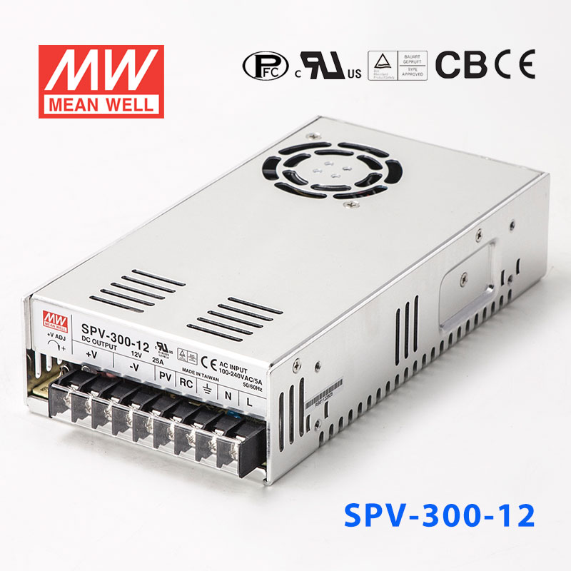 SPV-300-12 SPV-300-12 300W 12V 25A单路输出电压可调PFC明纬开关电源