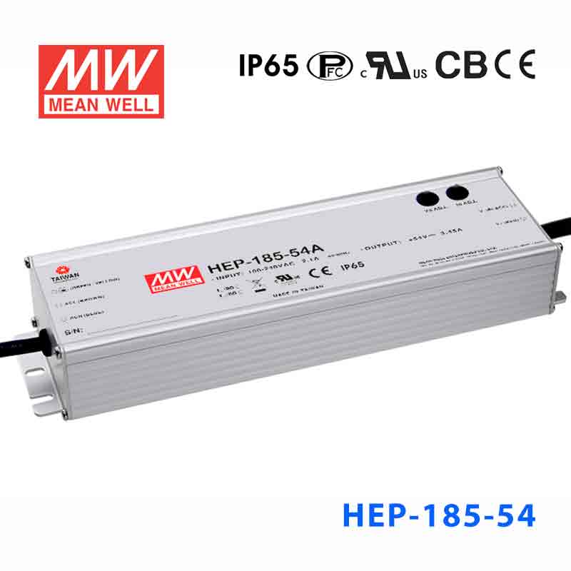 HEP-185-54 HEP-185-54 185W 54V 3.45A无风扇全密封IP68防护高效率明纬电源