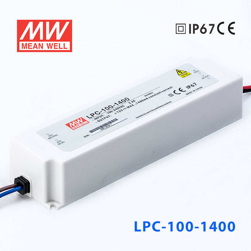 LPC-100-1400 LPC-100-1400 100W 1400mA恒流输出明纬牌IP67防水塑壳LED电源