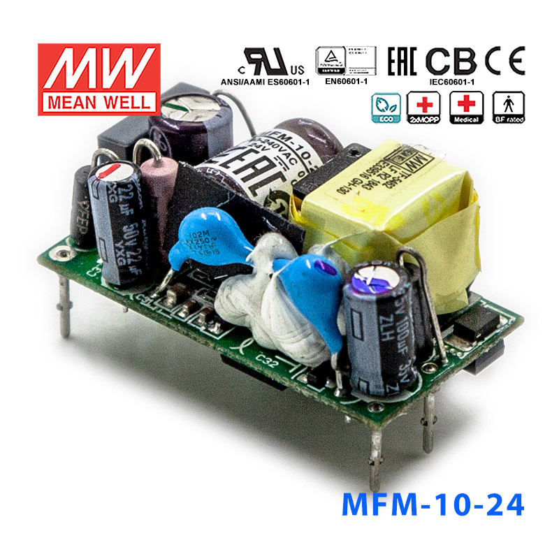 MFM-10-24 MFM-10-24台湾明纬10W 80~264V输入24V0.42A输出医疗基板型电源