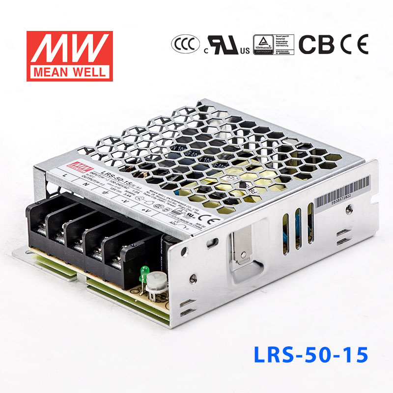 LRS-50-15 LRS-50-15 50W 12V 3.4A单路输出超薄型低空载损耗明纬开关电源