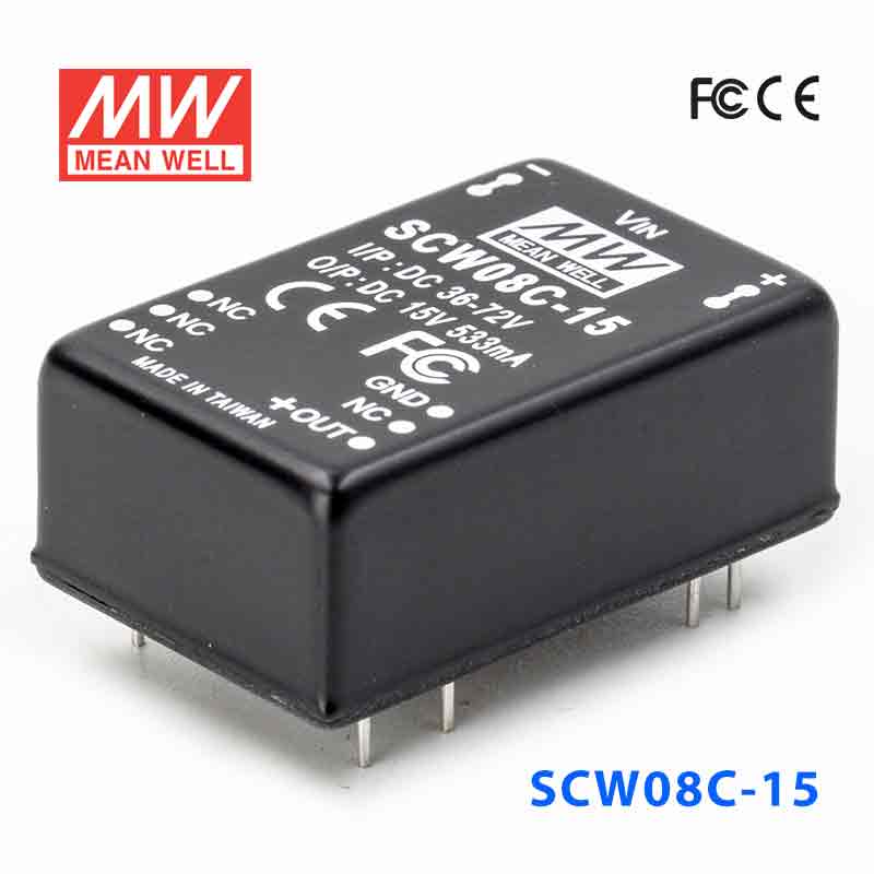 SCW08C-15 SCW08C-15 8W 36~72V 输入 15V 稳压单路输出明纬DC-DC转换模块电源