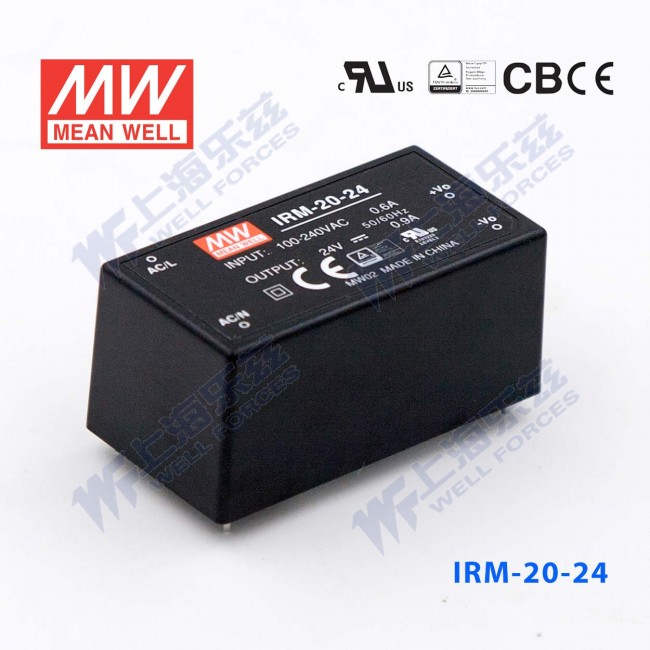 IRM-20-24 IRM-20-24 20W 24V 0.9A 单路输出高能效裸板型明纬开关电源