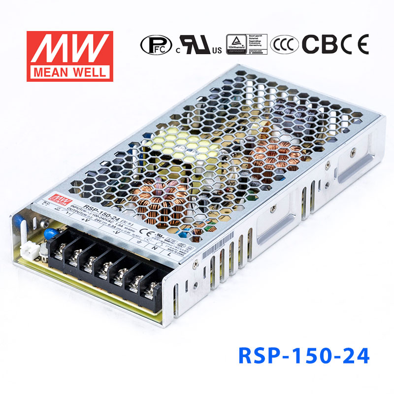 RSP-150-24 RSP-150-24 150W 24V6.3A单路输出低厚度带功率因素校正CCC认证明纬开关电源