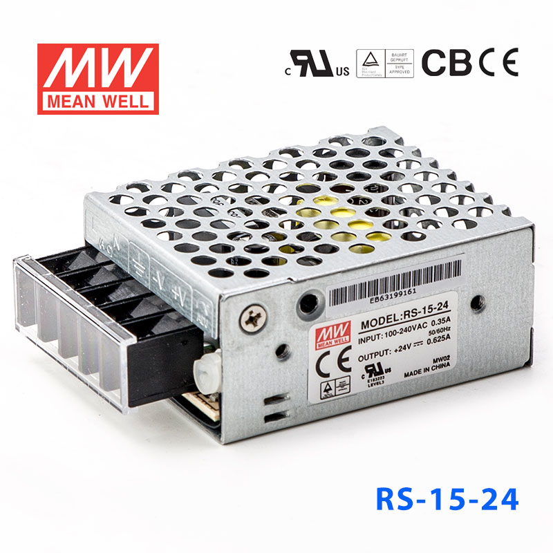 RS-15-24 RS-15-24 15W 24V0.625A 单路输出明纬开关电源(G3系列-高性能内置有外壳)