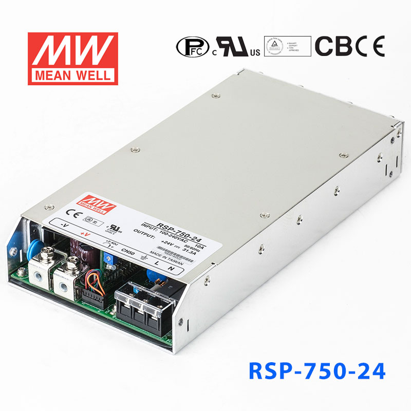 RSP-750-24 RSP-750-24 750W 24V31.3A 单路可调电压输出带功率因素校正1U薄型明纬开关电源