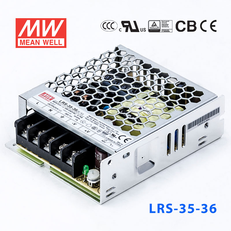 LRS-35-36 LRS-35-36 36W 36V1A单路输出超薄型低空载损耗明纬开关电源