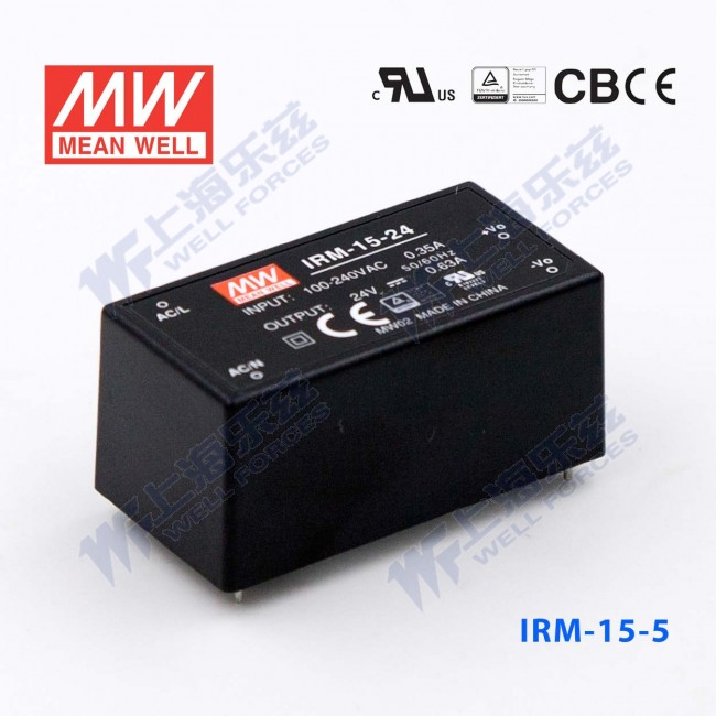 IRM-15-5 IRM-15-5 15W 5V 3A 单路输出高能效裸板型明纬开关电源