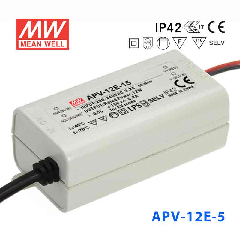 APV-12E-5 APV-12E-5 10W 5V 2A 明纬牌恒压输出防水塑壳LED照明电源