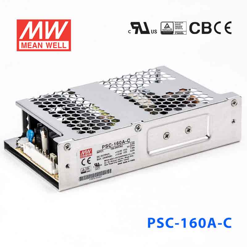 PSC-160A-C PSC-160A-C 160W 13.8V7.6A 单路输出PFC带浮充电直流UPS裸板加外壳明纬安防电源