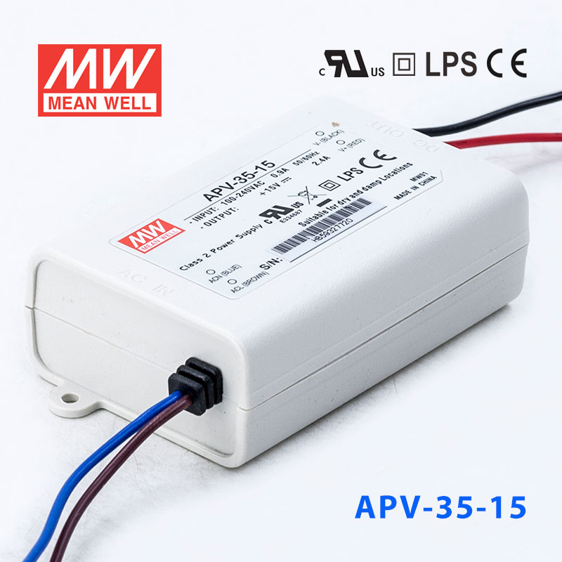 APV-35-15 APV-35-15 35W 15V 2.4A 明纬牌恒压输出防水塑壳LED照明电源