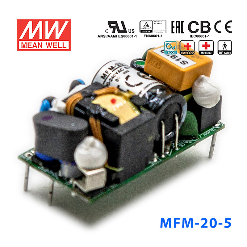 MFM-20-5 MFM-20-5台湾明纬20W 80~264V输入5V4A输出PCB裸板医疗开关电源