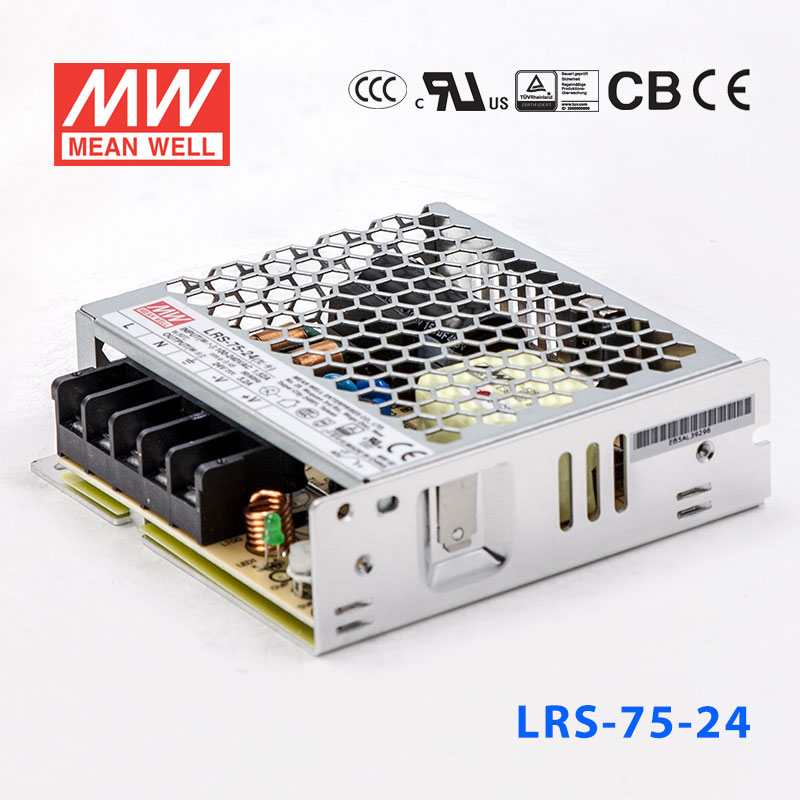 LRS-75-24 LRS-75-24 76.8W 24V3.2A单路输出超薄型低空载损耗明纬开关电源