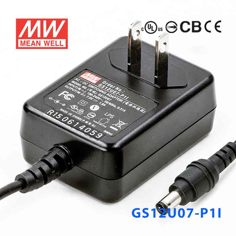 GS12U07-P1I GS12U07-P1I 12W 7.5V1.6A 输出绿色能源明纬墙插电源适配器(美式插头)