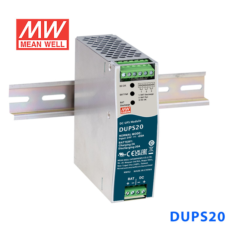 DUPS20 DUPS20明纬安防消防应急模块24V20A直流电源DC UPS导轨电源