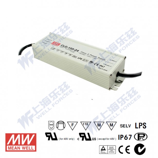 CLG-100-15 CLG-100-15 100W 15V 5A 恒压+可改恒流有PFC铝壳明纬IP67防水LED电源