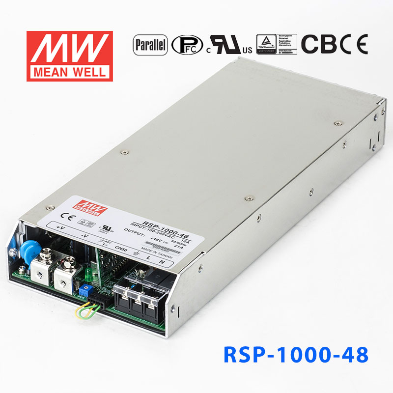 RSP-1000-48 RSP-1000-48 1000W 48V21A 1U 单路输出带功率因素校正可并联明纬开关电源