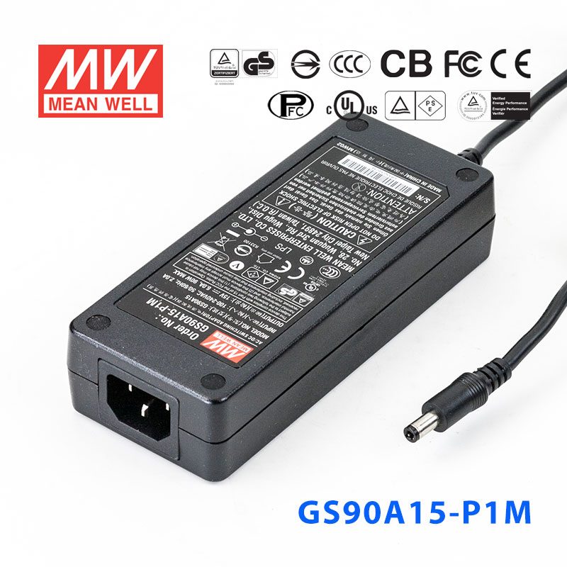 GS90A15-P1M GS90A15-P1M 90W 15V6A 输出绿色能源明纬电源适配器(三线插口)