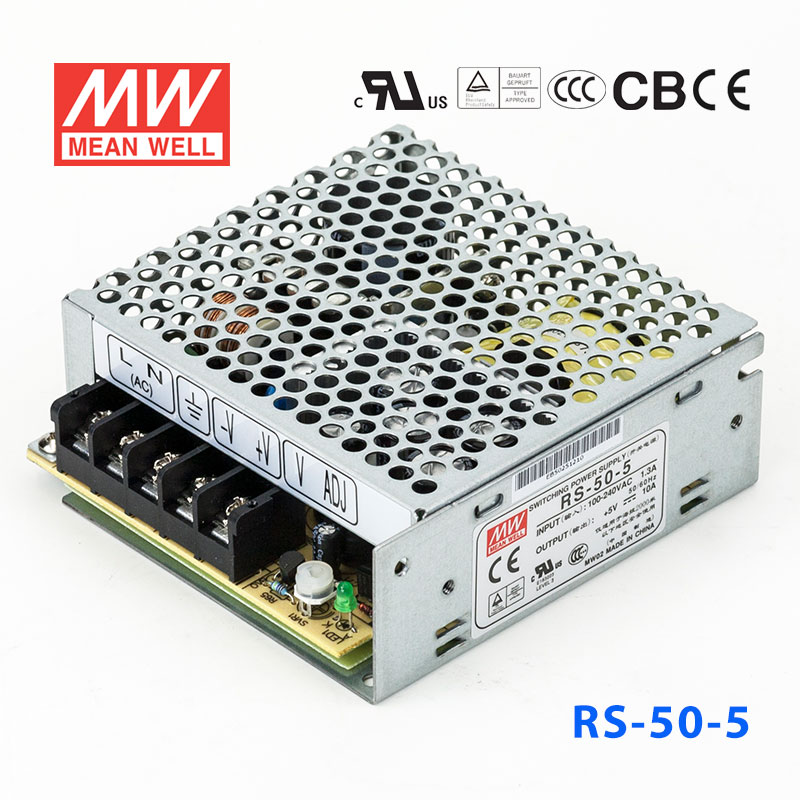 RS-50-5 RS-50-5 50W 5V10A 单路输出明纬开关电源(G3系列-高性能内置有外壳)