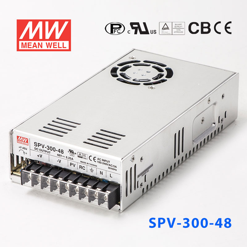 SPV-300-48 SPV-300-48 300W 48V 6.25A单路输出电压可调PFC明纬开关电源