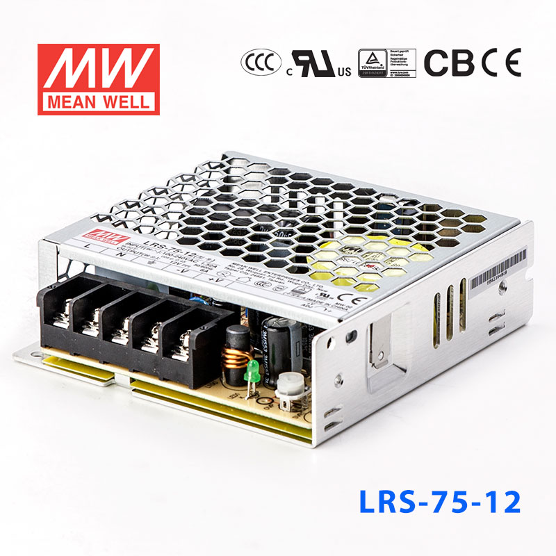LRS-75-12 LRS-75-12 72W 12V6A单路输出超薄型低空载损耗明纬开关电源