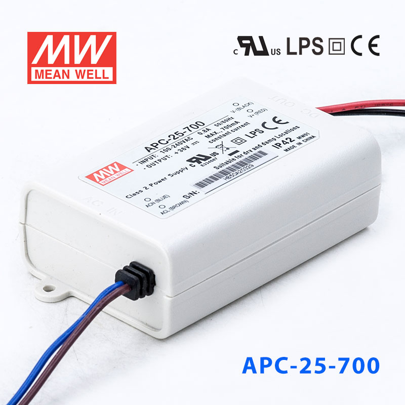 APC-25-700 APC-25-700 25W 11-36V 700mA 明纬牌恒流输出防水塑壳LED照明电源