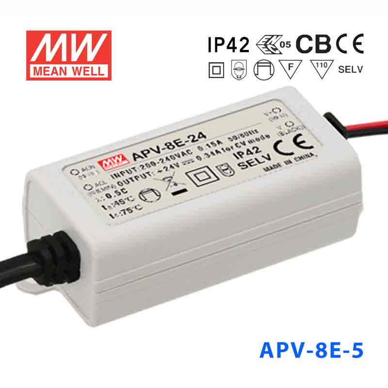 APV-8E-5 APV-8E-5 7W 5V 1.4A 明纬牌恒压输出防水塑壳LED照明电源