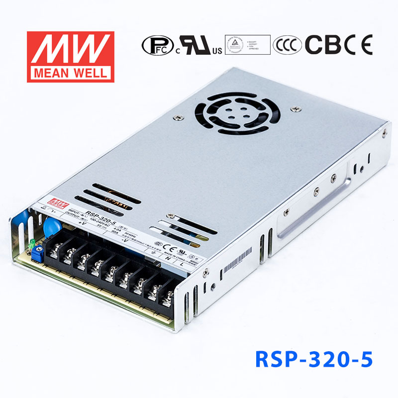 RSP-320-5 RSP-320-5 320W 5V60A 单路输出带功率因素校正超薄型明纬开关电源