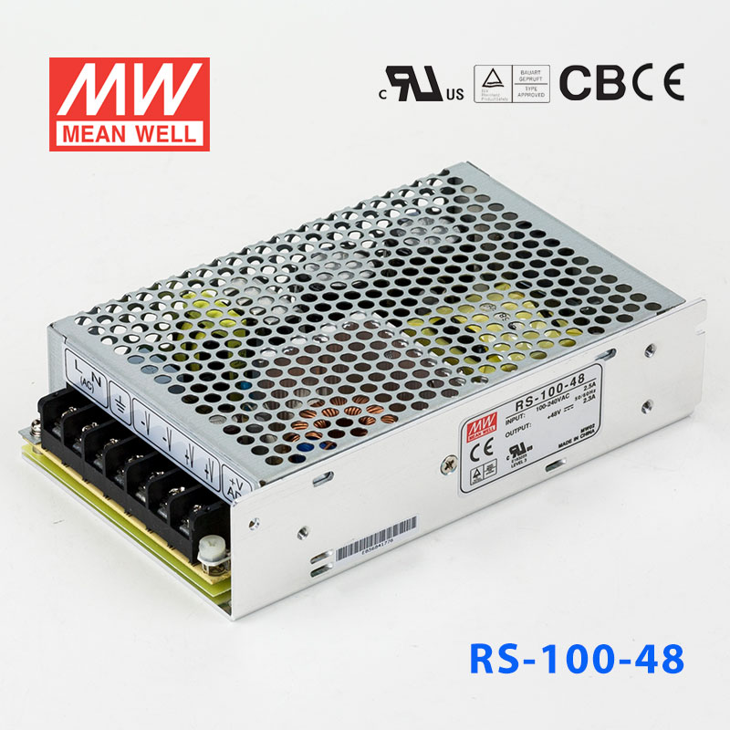 RS-100-48 RS-100-48 100W 48V2.3A 单路输出明纬电源(G3系列-高性能内置有外壳)