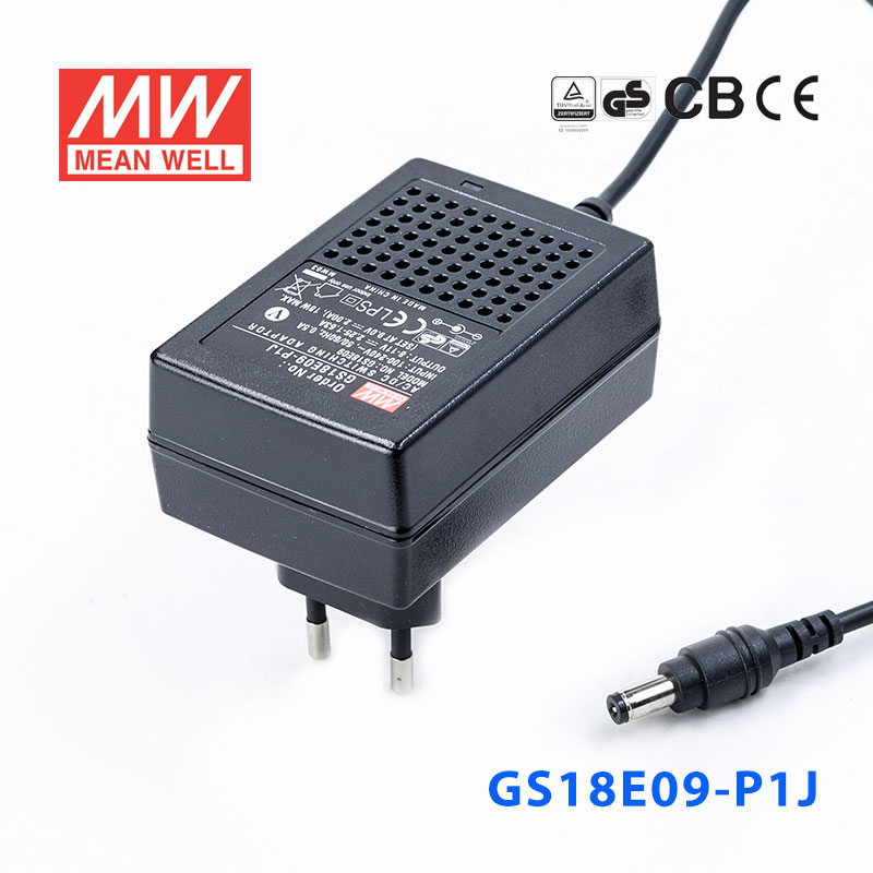 GS18E09-P1J GS18E09-P1J 18W 9V2A 输出绿色能源明纬墙插电源适配器(欧式插头)