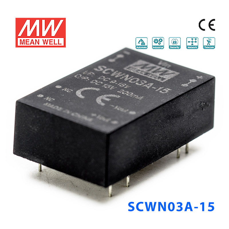 SCWN03A-15 SCWN03A-15 3W 9~18V 转 15V 0.2A 非稳压单路输出DC-DC模块电源