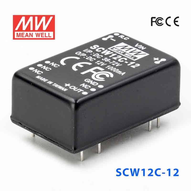 SCW12C-12 Mean Well SCW12C-12 DC-DC Converter - 12W 36~72V DC in 12V out 800mA
