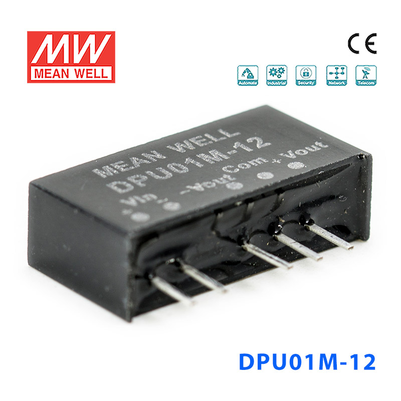 DPU01M-12 DPU01M-12 1W 12V 转 ±12V 非稳压双路输出明纬DC-DC转换模块电源