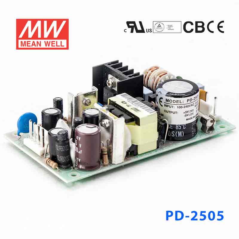 PD-2505 PD-2505 25W +5V 3A -5V 2.5A 双路输出无外壳PCB板明纬开关电源