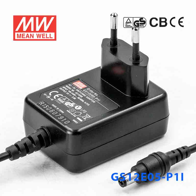 GS12E05-P1I GS12E05-P1I 12W 5V2A 输出绿色能源明纬墙插电源适配器(欧式插头)