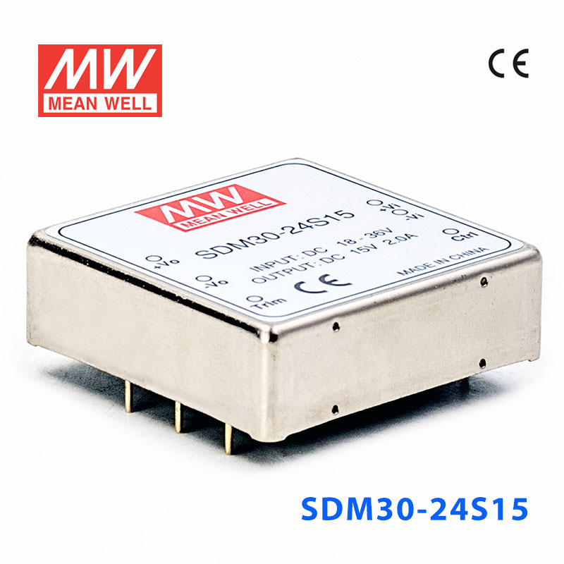 SDM30-24S15 SDM30-24S15 30W 18~36V 输入 15V 稳压单路输出明纬DC-DC转换模块电源