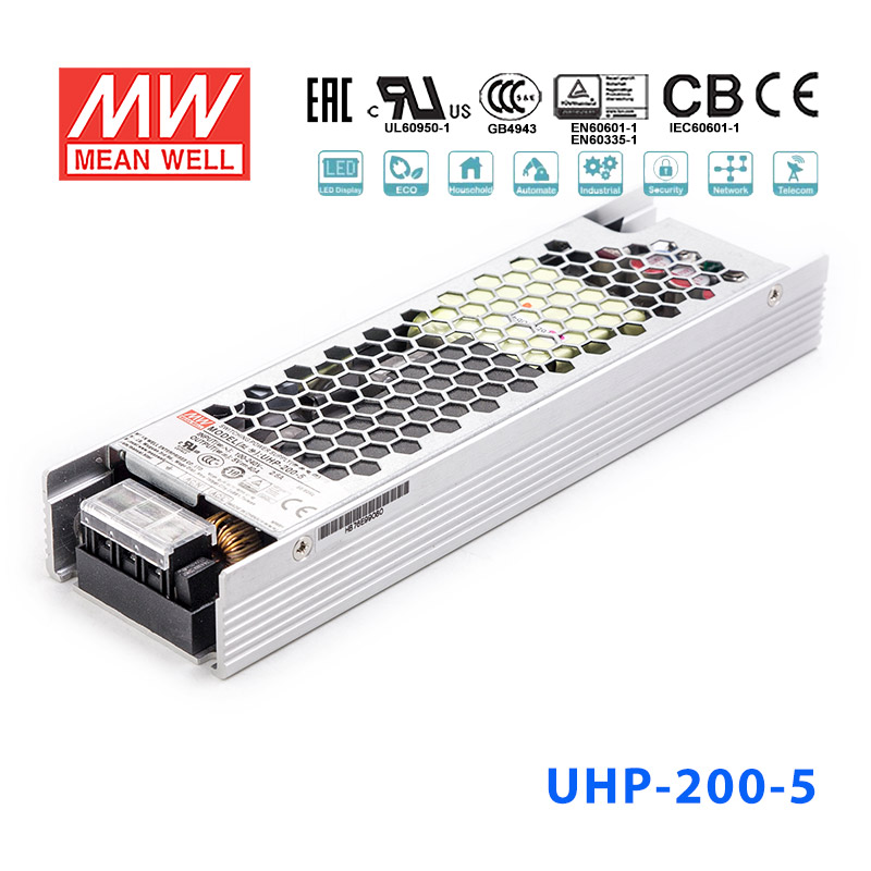 UHP-200-5 UHP-200-5 200W 5V 40A 明纬PFC高性能超薄电源