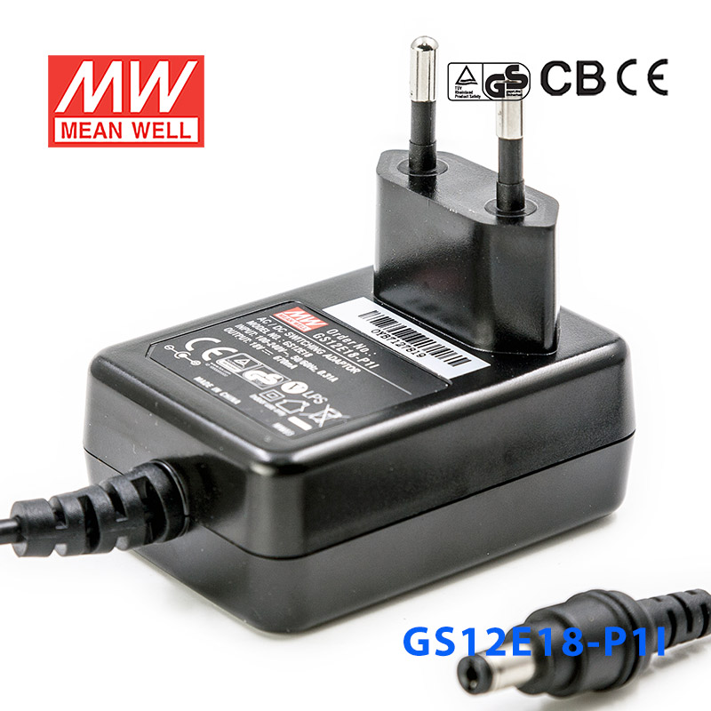 GS12E18-P1I GS12E18-P1I 12W 18V0.67A 输出绿色能源明纬墙插电源适配器(欧式插头)