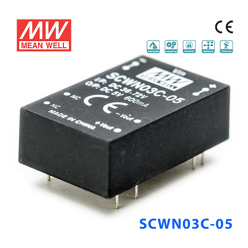 SCWN03C-05 SCWN03C-05 3W 36~72V 转 5V 0.6A 非稳压单路输出DC-DC模块电源