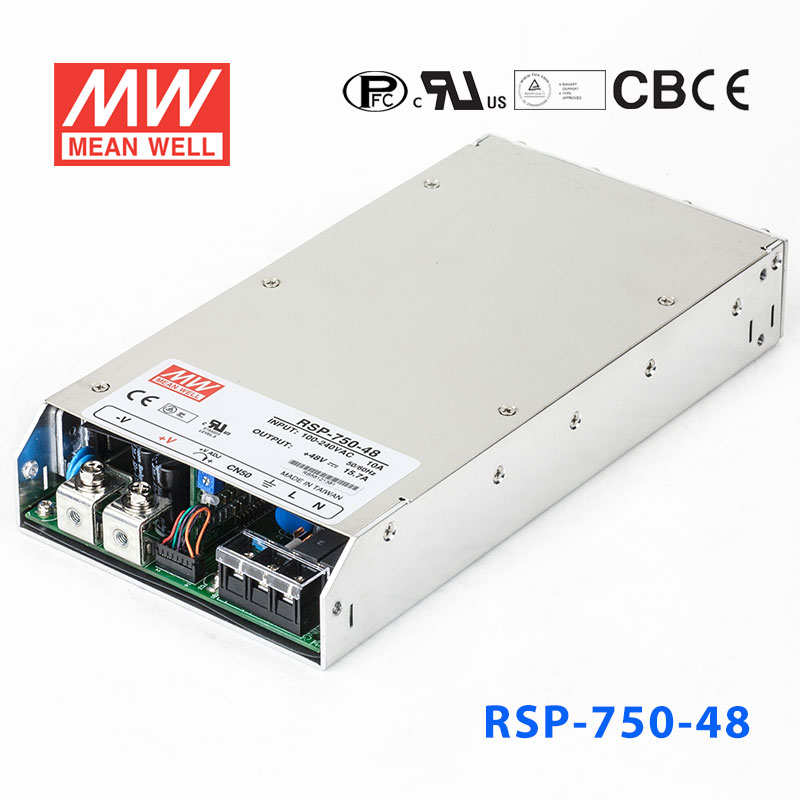 RSP-750-48 RSP-750-48 750W 48V15.7A 单路可调电压输出带功率因素校正1U薄型明纬开关电源