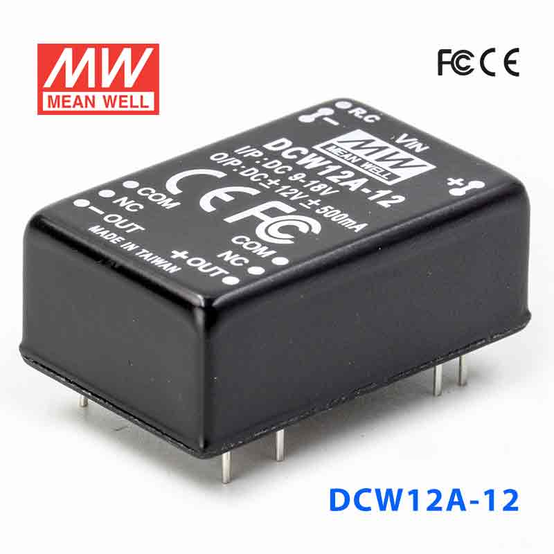 DCW12A-12 DCW12A-12 12W 9~18V 输入 ±12V 稳压双路输出明纬DC-DC转换模块电源